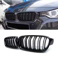 Set grile nari duble Piano Black ascutite M Bmw Seria 3 F30 F31 F35