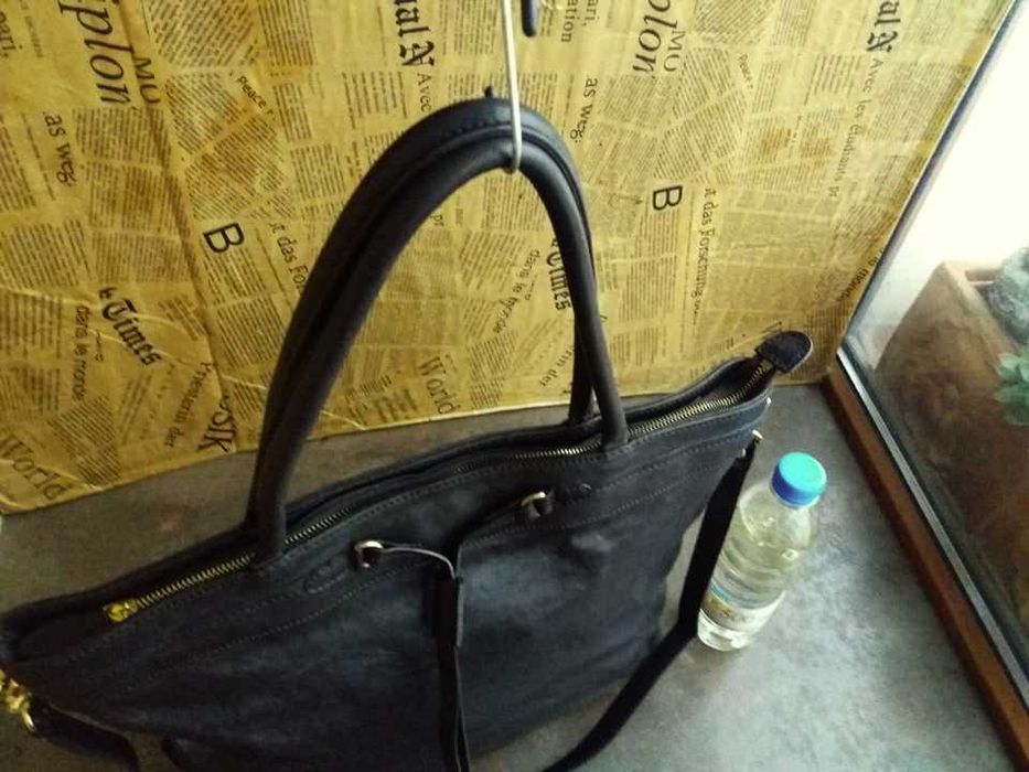 дамска кожена чанта,тъмно кафява естествена кожа