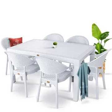 Комплект лукс маса + 6 или 4 стола ратан 4 цвята и размери маси мод.12