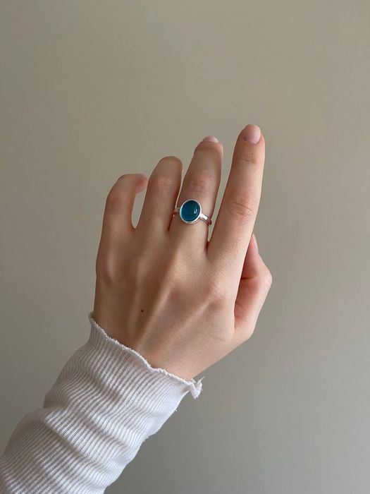 Дамски пръстен с небесносин камък , Чисто Нов.