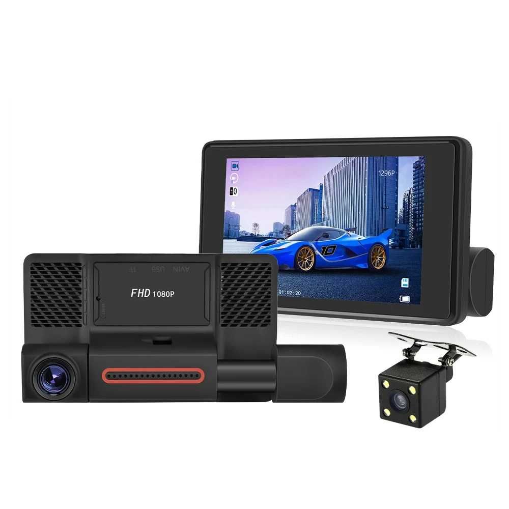 Camera Tripla Auto DVR Full HD 1080p display 4 inchi