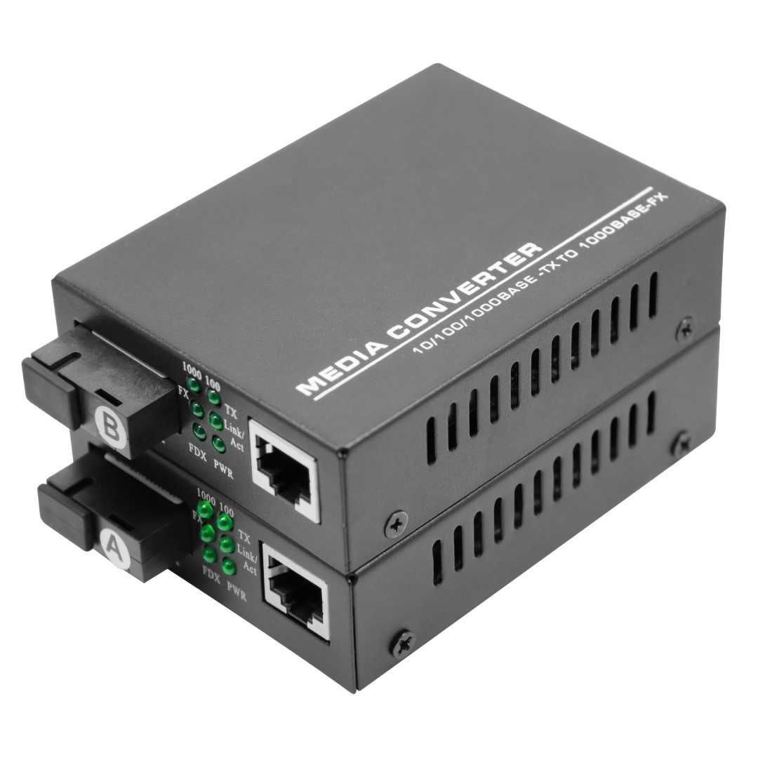 Kit media convertor fibra optica gigabit wdm sm 10/100/1000