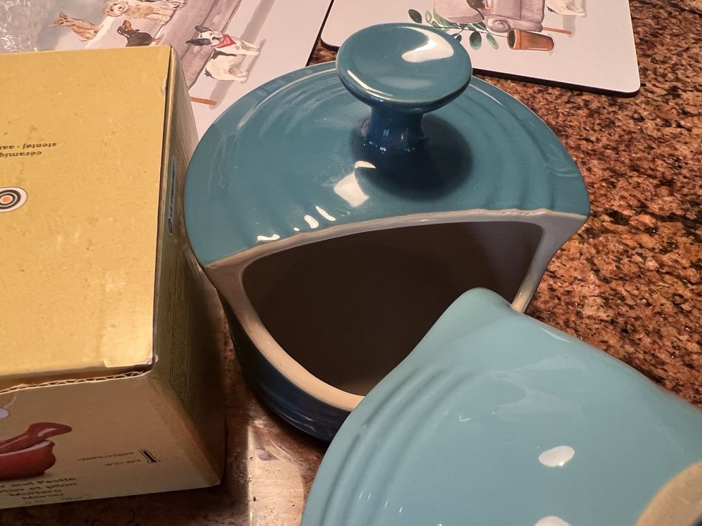 Le creuset set 3 piese- salt pig- mojar - storcator citrice!