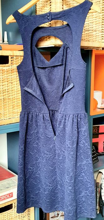 Рокля, синя, коктейлна, къса р.38