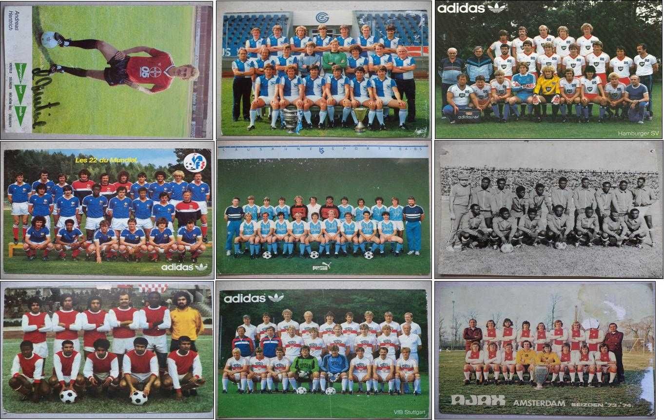 9 cărti poștale cu fotbaliști, cluburi și loturi naționale