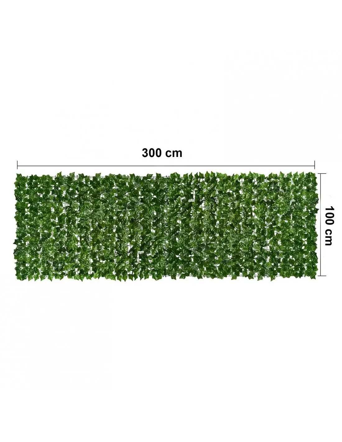 Gard/Paravan artificial verde cu frunze, decorativ 300x100cm/3x1m
