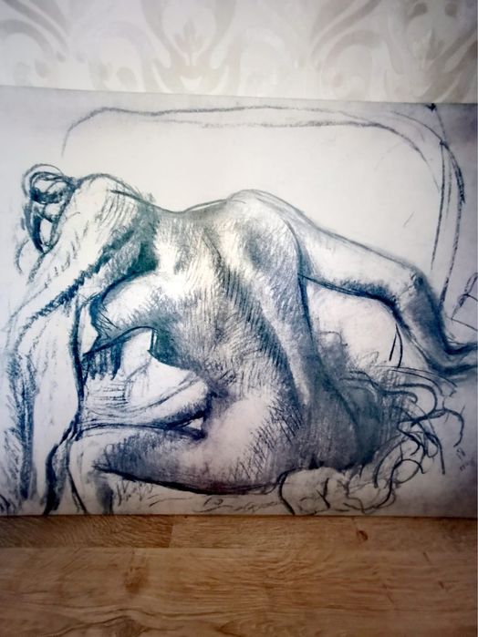 Картина платно принт по ЕДГАР ДЕГА ,Тоалетът, автограф голяма 118х78см