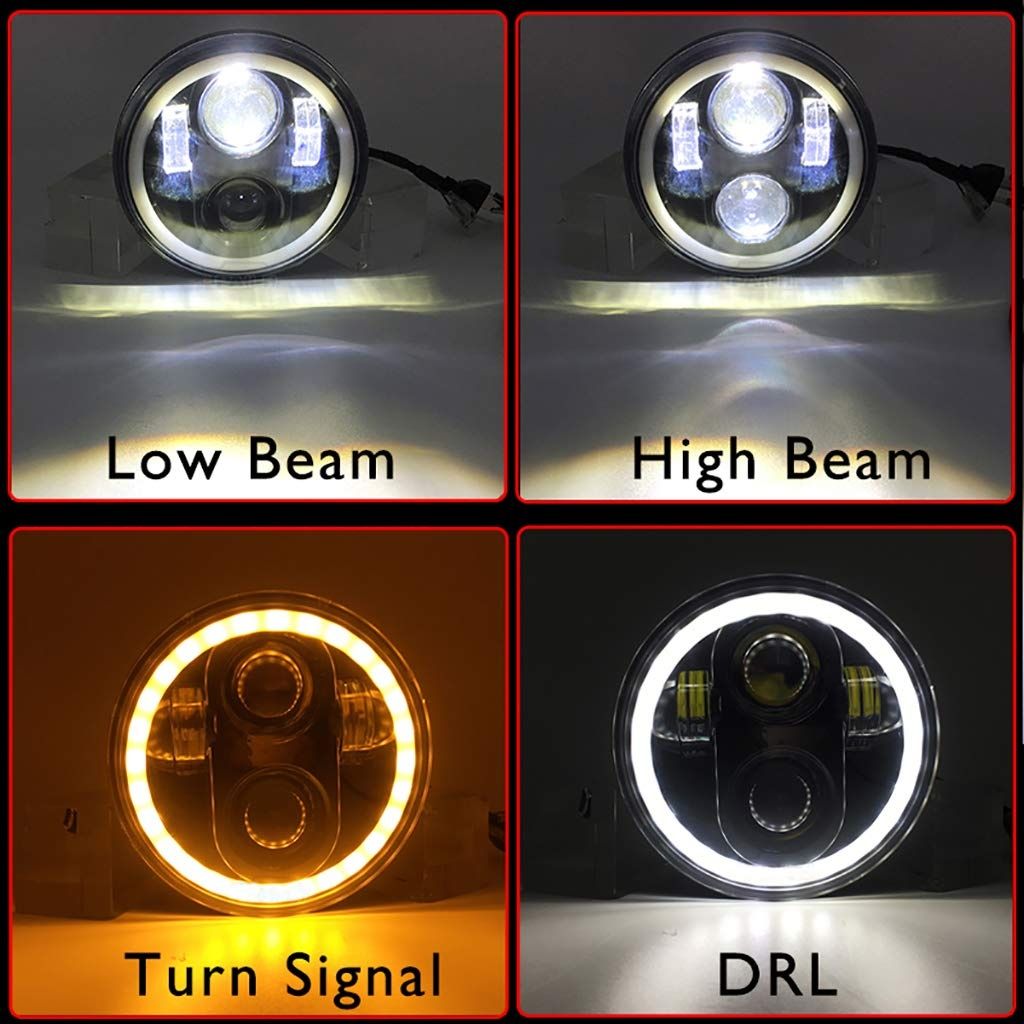 5,75" инча, 14,3 см LED мотоциклетен фар Angel Eye за Harley Davidson