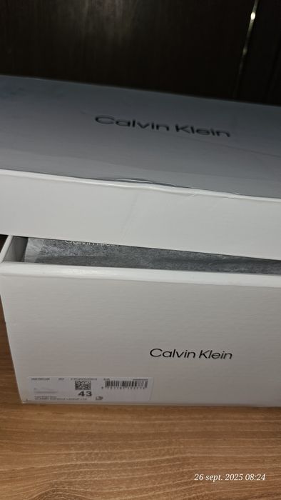 Pantofi sport, noi, originali, albi din piele naturală, Calvin Klein