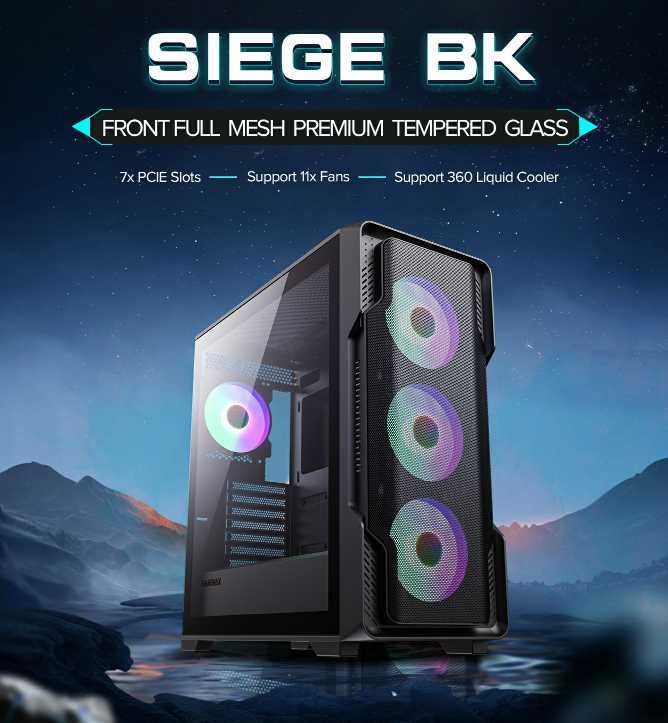[НОВЫЙ] Корпус GameMax Siege ARGB Black (4 кулера)