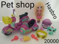 Pet shop.Мотоцикл,кукла,питомец.Корги,шиншилла,стрекоза.Hasbro.оригина