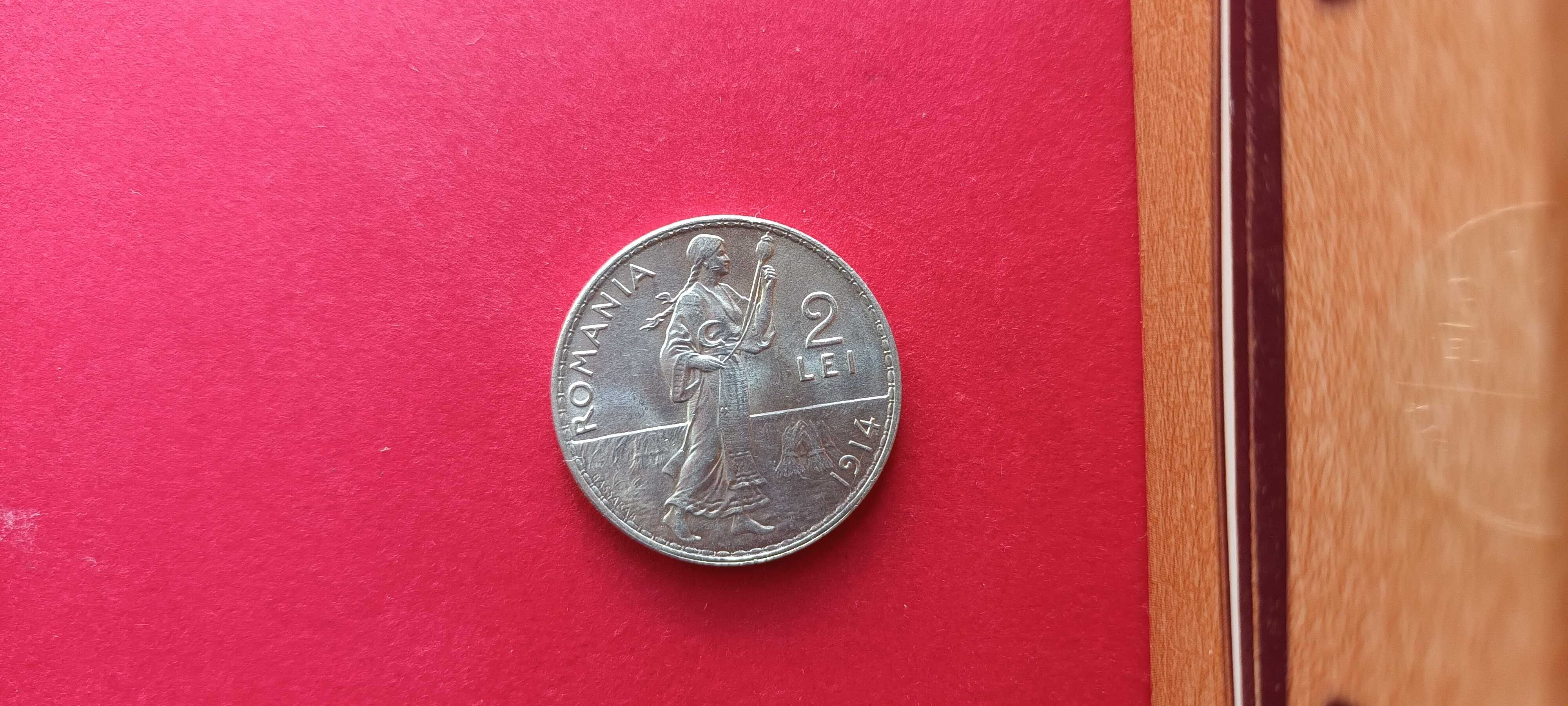 Moneda argint  2 lei 1914