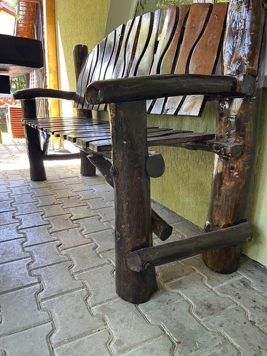 Masă și bănci rustice pentru terase/foișor grădină