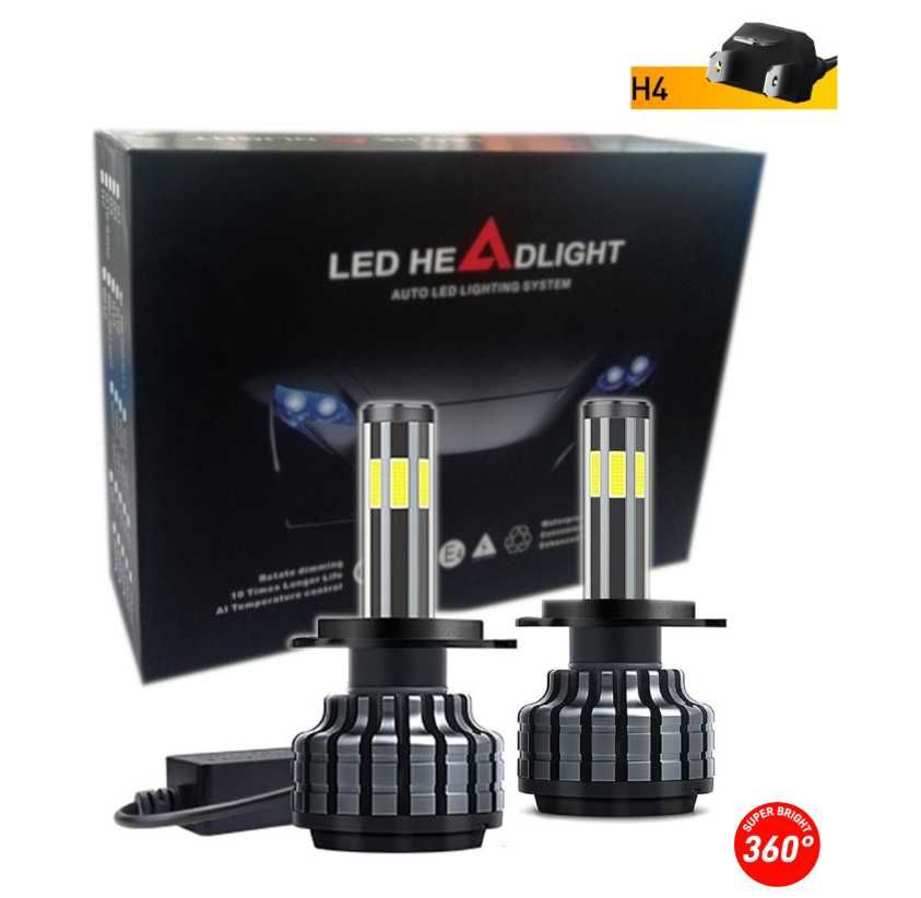 Нови  360° градуса COB LED ЛЕД Диодни Крушки H4 Х4 12V 80W 16000lm