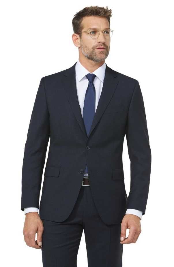 Costum slim 46 S de lux DIGEL material premium moale respirabil navy