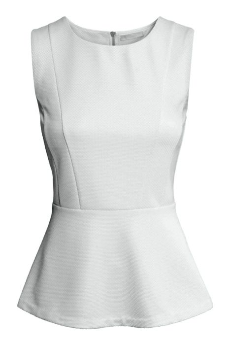 NOU Bluza alba texturata top peplum cu volan H&M marimea L