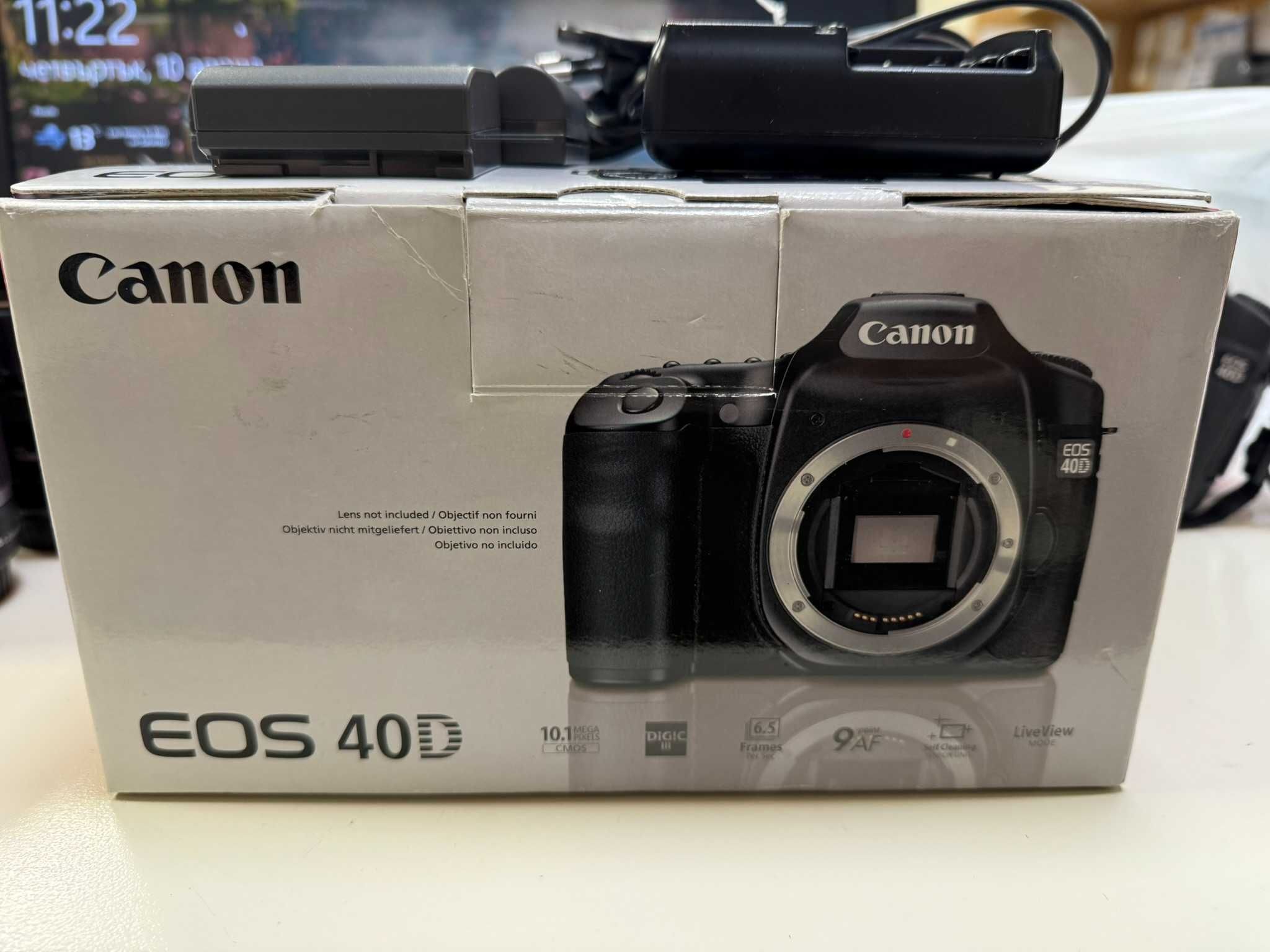 Фотоапарат Canon EOS 40D с два обектива 3 батерии и зарядно