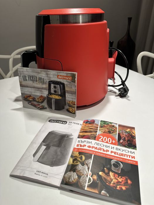 Фритюрник Delimano Air Fryer Touch, червен