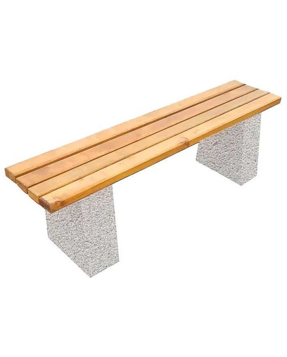 Banci si scaune din beton cu elemente din lemn, diverse modele