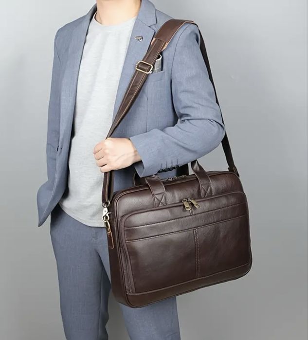 -7%Промоция•Елитна мъжка кожена чанта/Бизнес куфар за лаптоп/пътуване!