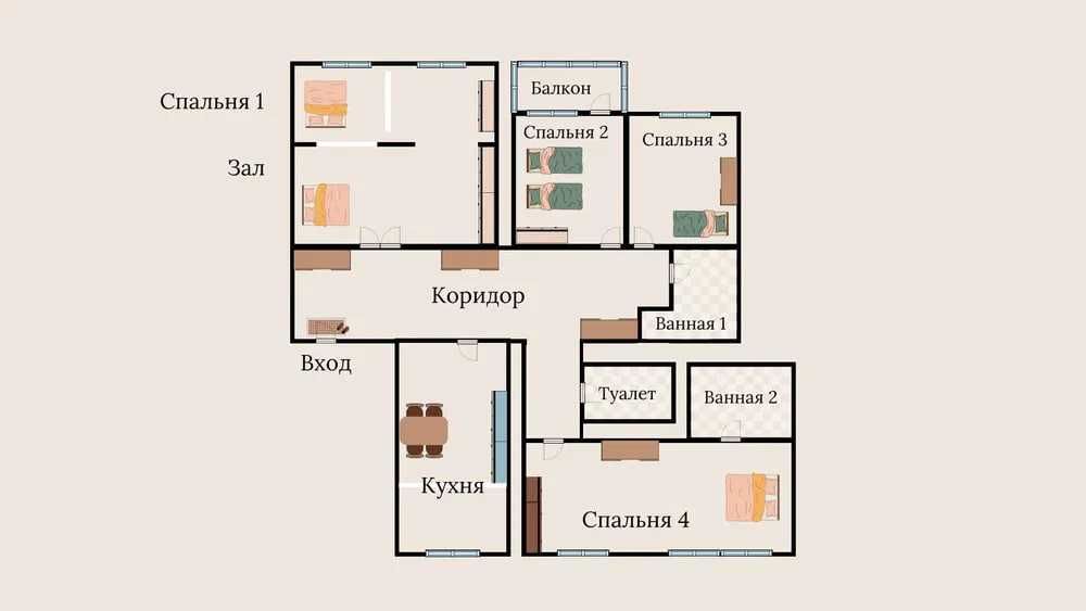 Элитная 5-комнатная квартира 182 м² в центре Мирабад Айбек