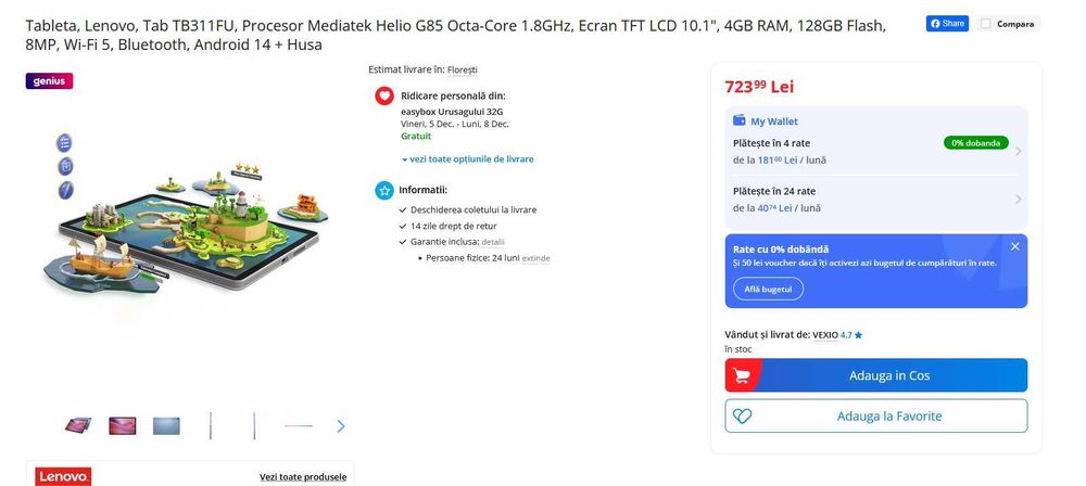Tableta Lenovo TB311FU 4GB 128GB - Sigilata