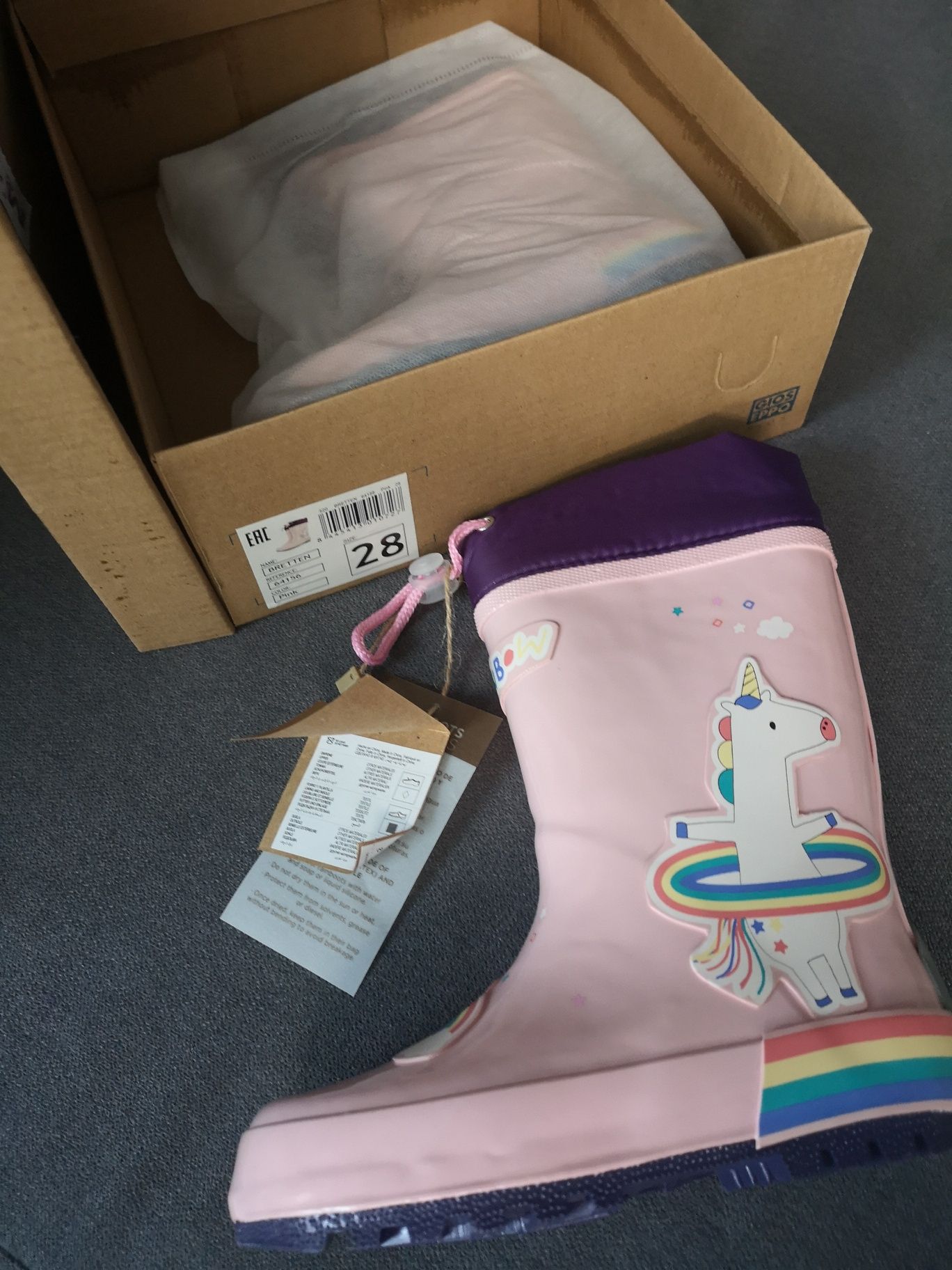 Gioseppo cizme ploaie unicorn curcubeu 28