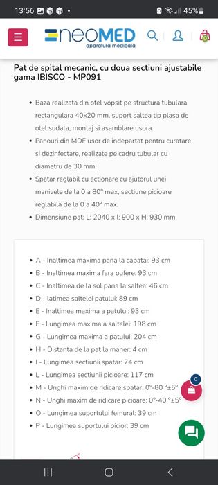 Vând urgent pat spital nou saltea cadou!