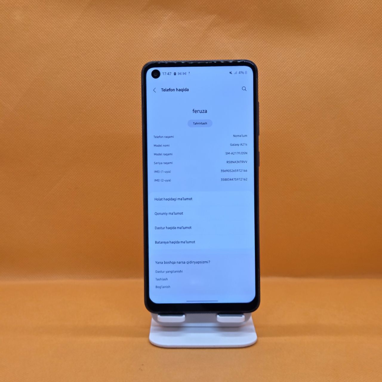Samsung A21s sotiladi dastavka bor 24/7