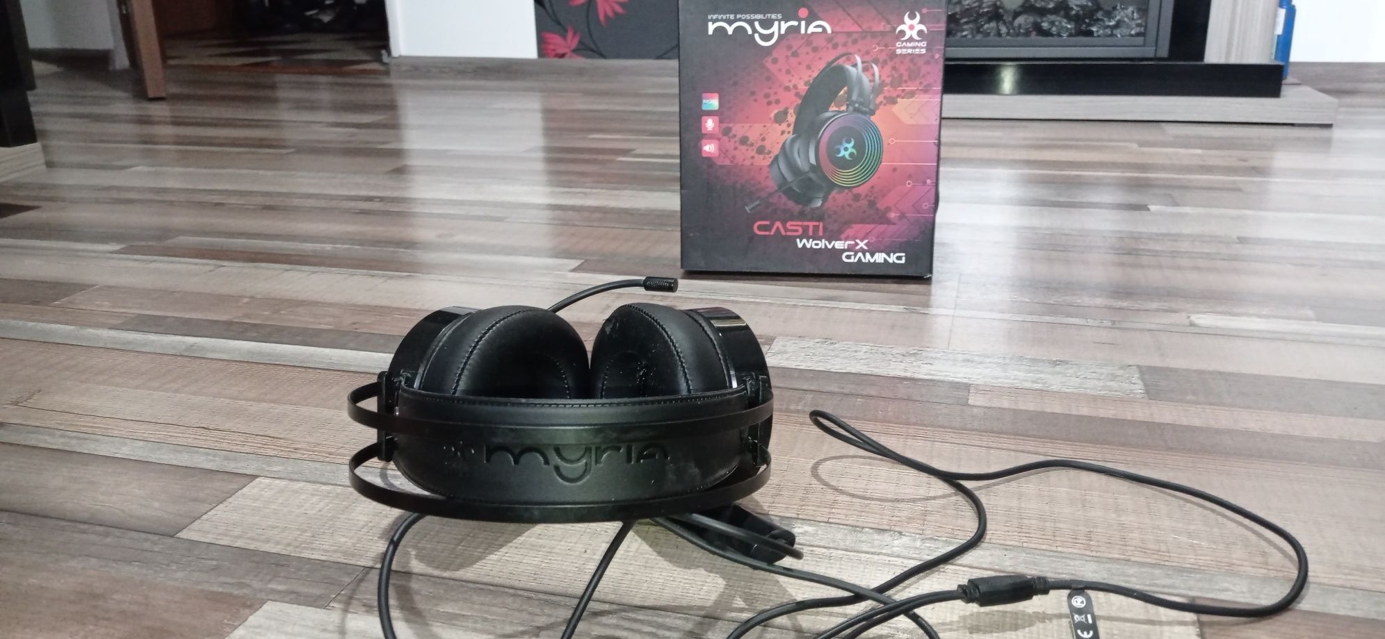 Căști gaming cu microfon myria wolver