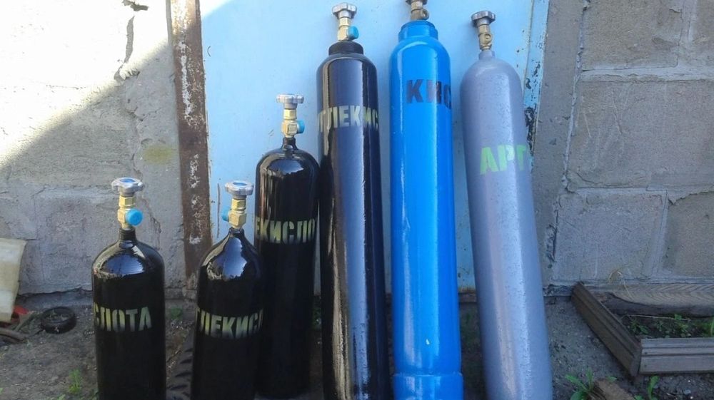Аргон баллоны 10л  (азот,кислород, углекислота).