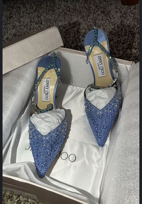 Jimmy Choo Saeda Crystal piele naturala pe stoc