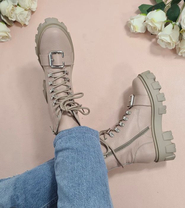 Ghete bej din piele naturala marimea 39