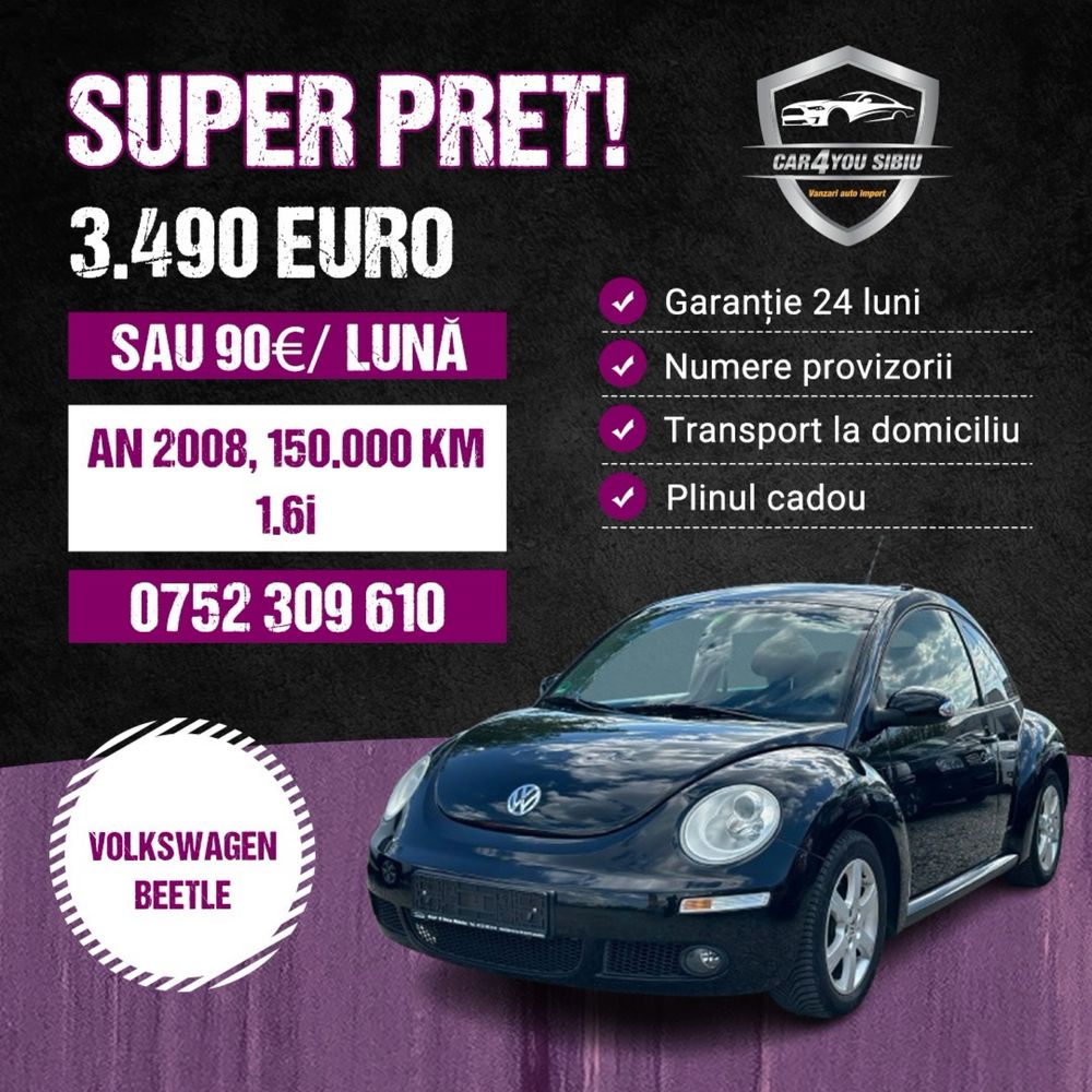 Vw new beetle 1.6i 2008 12 luni Garantie Rate