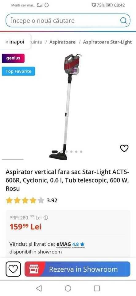 Aspirator vertical+mop cu aburi Starlight