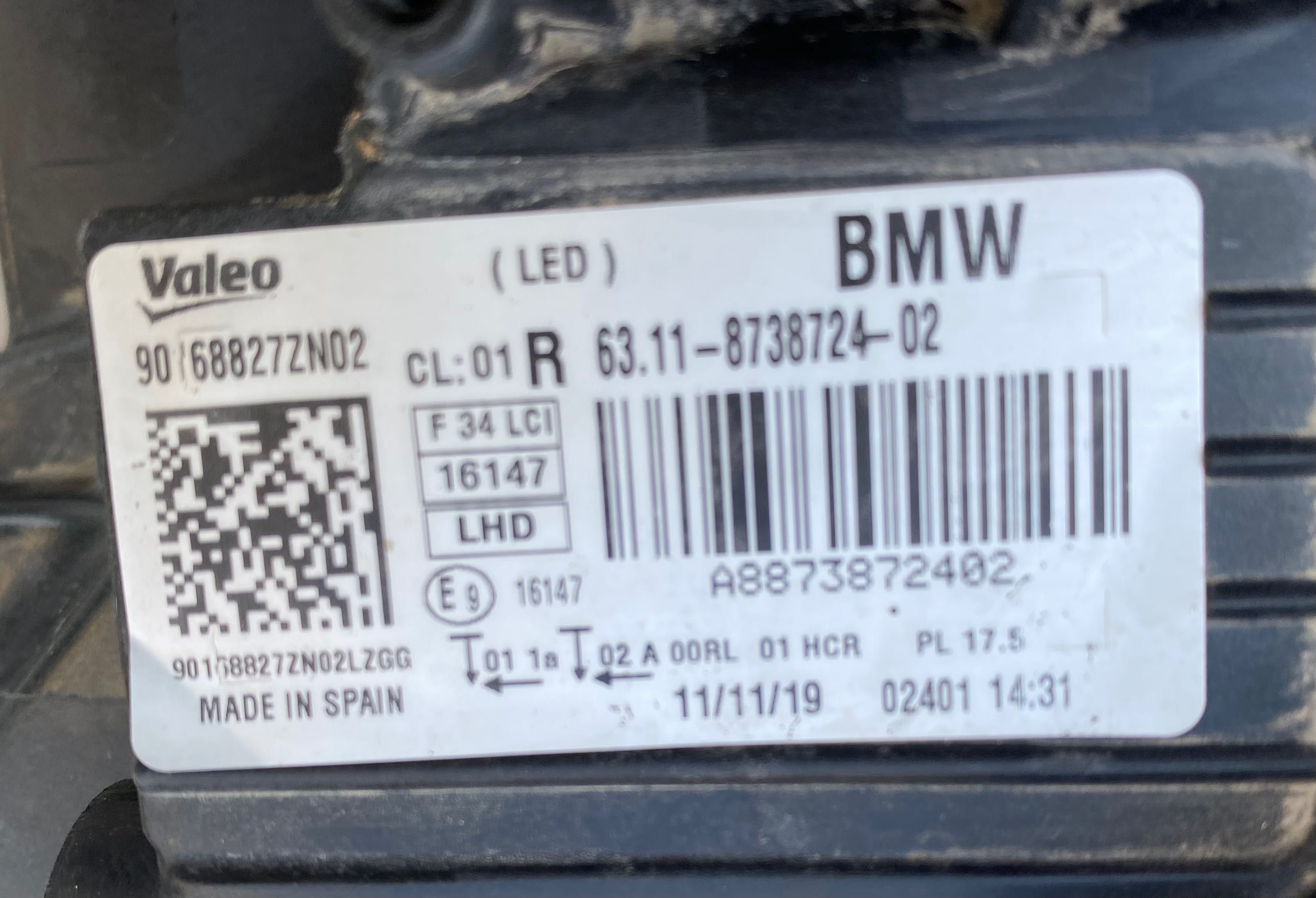 Фар far десен фарове BMW LED за Бмв 3Гт Ф34 фейс Bmw 3GT F34 LCI