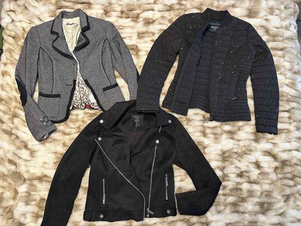 Тениска guess  , кожено яке , жилетка  zara  , guess яке , кожено яке