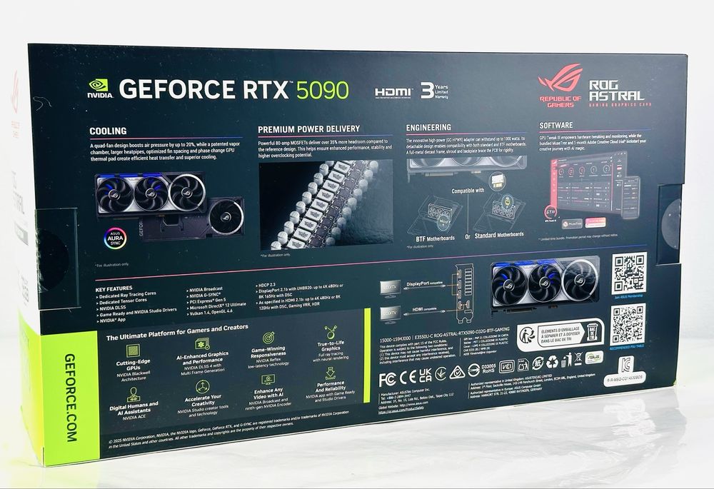 НОВА! Asus ROG ASTRAL RTX 5090 32GB BTF Edition Gaming OC