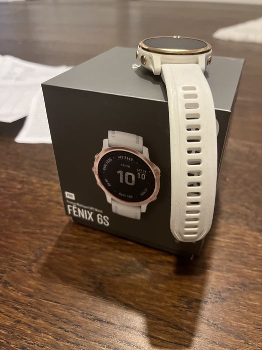 Ceas Garmin Fenix 6S Pro, 42mm, rose gold , curea alba