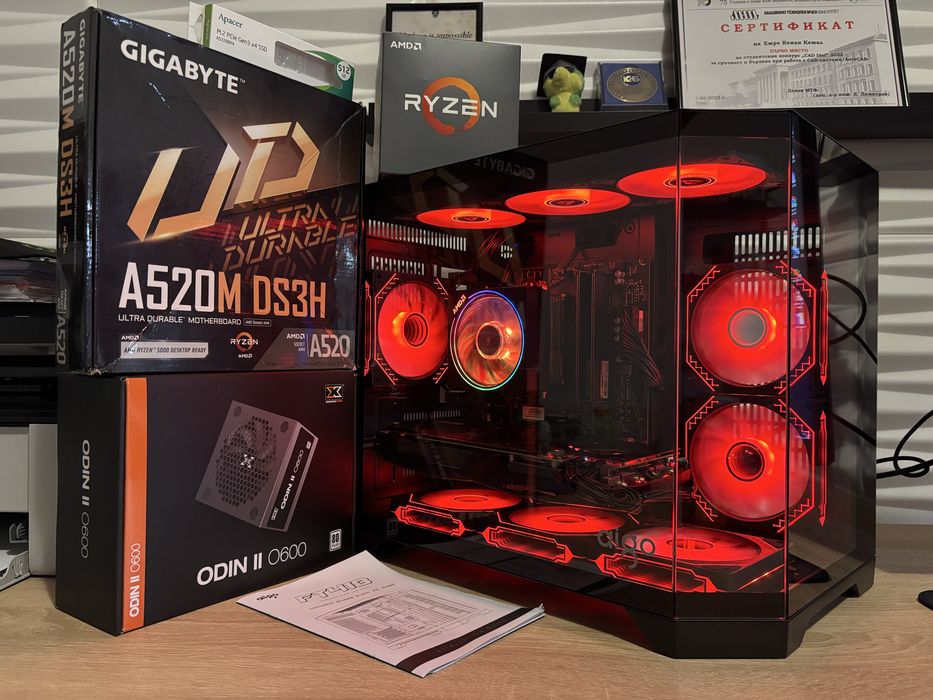 Геймърски компютър Ryzen 5500, GTX1080, 16 ram, 512 ssd, 600W
