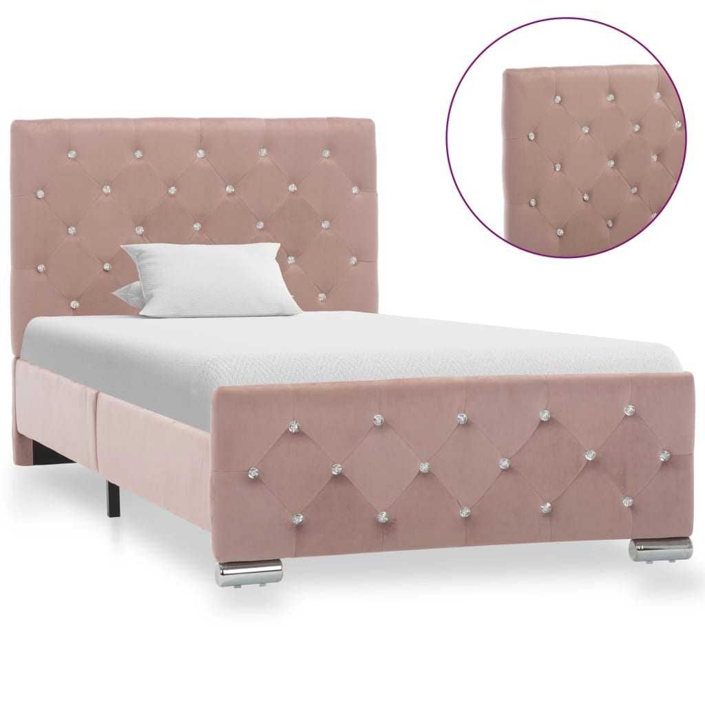 Рамка за легло с подматрачна рамка, розова, кадифе, 90x200 см