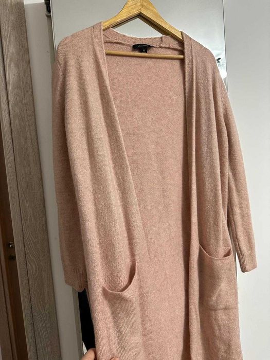 Cardigan lung, roz pudra