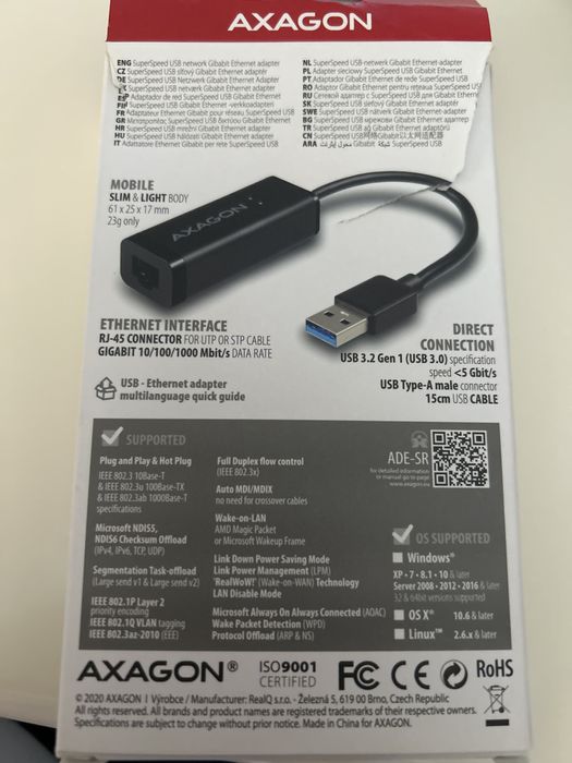 Placa de retea Axagon USB 3.0 Gigabit Ethernet