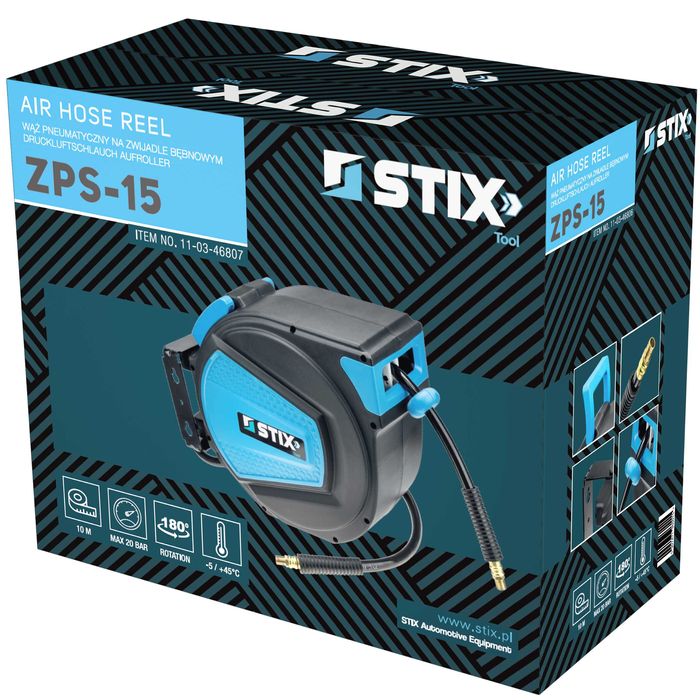 Автоматична макара с маркуч за въздух, 15 метра STIX