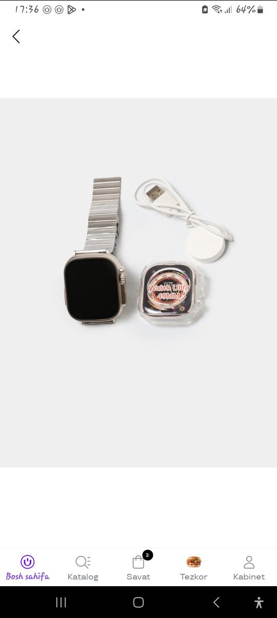 Smart soat Smart Watch X8 Ultra, simsiz zaryadlash uchun quti va 7tasm