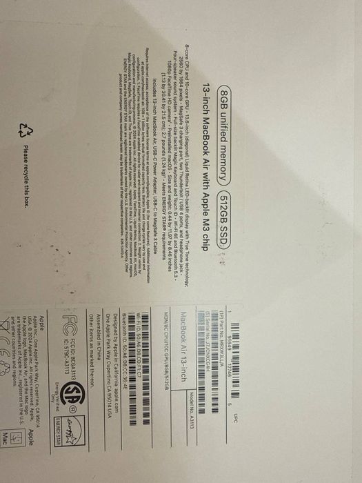 Macbook Air 13.6 inch 8/512  Dark Blue