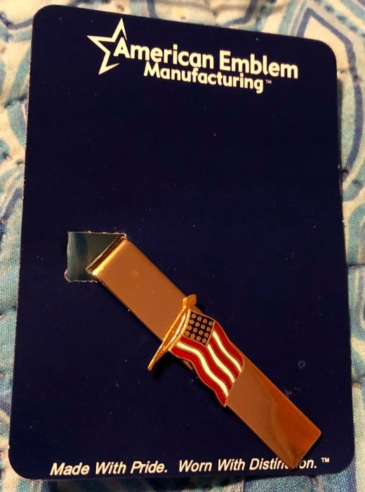 Ac cravata din metal cu steagu american - culoare auriu