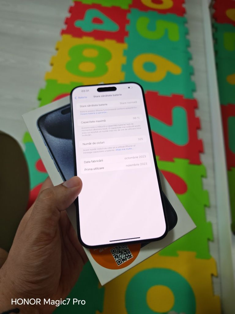 iPhone 15 Pro Max Blue 98%Bat Că Nou 256GB Fullbox totul original