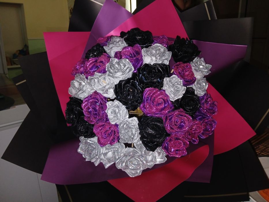 Қолдан жасалған роза букет сатамын ручной работы