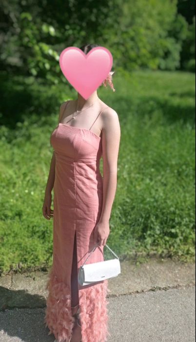 Официална дълга рокля, цвят корал